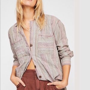 Free People Long Sleeve Multi Stripe Shirt